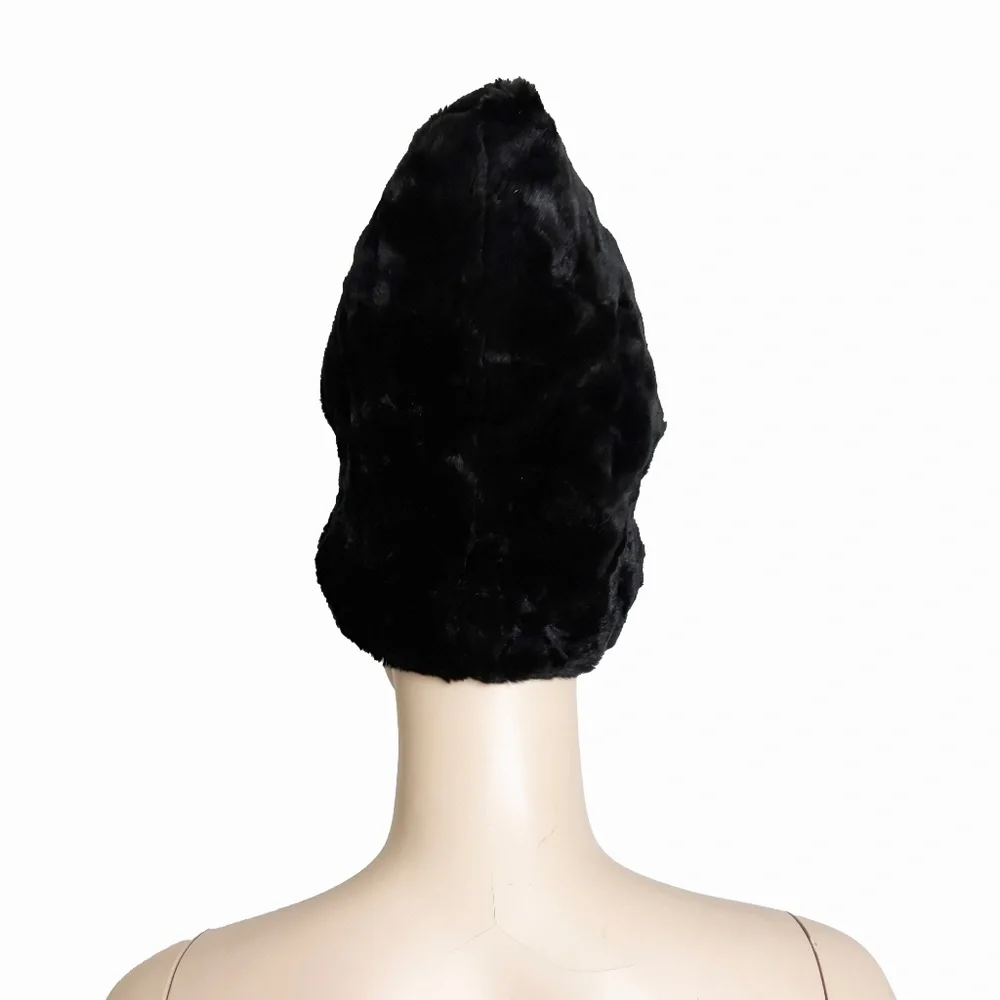 Vintage Norma Kamali OMO Black Faux Fur Sculptural Hat 1980s HTF